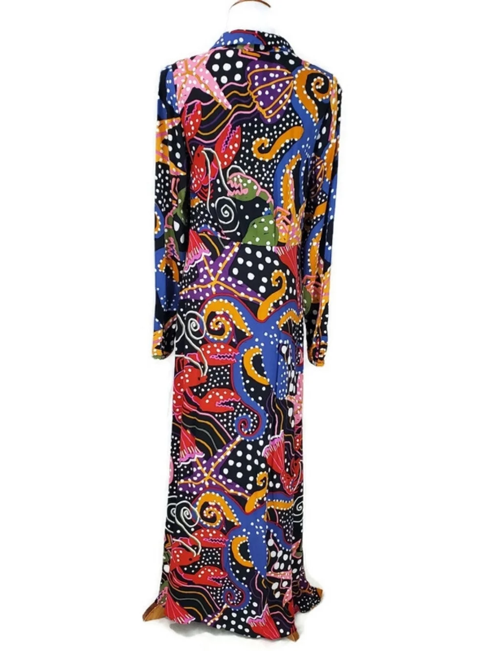 Farm Rio Under the Sea Plunge Neck Maxi Dress Beach Vacation Cruise Wedding Sz S - Picture 5 of 16